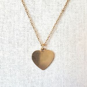 J Crew Matte Gold Tone Flat Heart Pendant Necklace